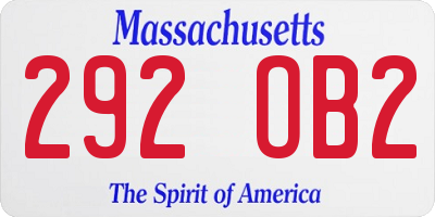 MA license plate 292OB2