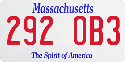 MA license plate 292OB3