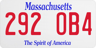 MA license plate 292OB4