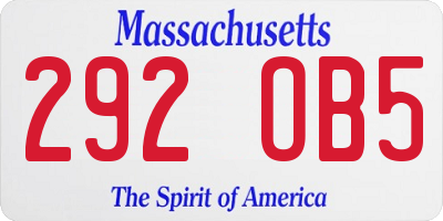 MA license plate 292OB5
