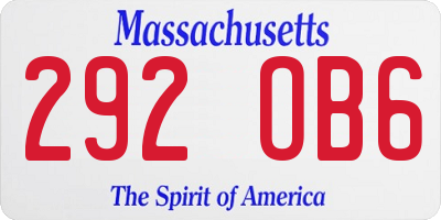 MA license plate 292OB6