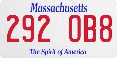 MA license plate 292OB8