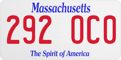 MA license plate 292OC0