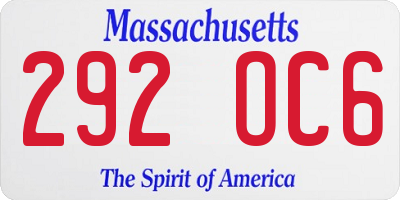 MA license plate 292OC6