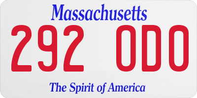 MA license plate 292OD0