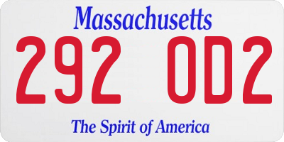 MA license plate 292OD2