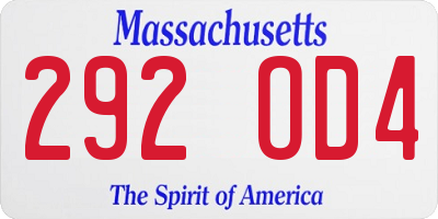 MA license plate 292OD4