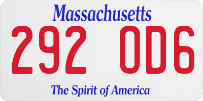 MA license plate 292OD6