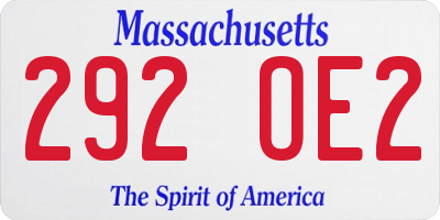 MA license plate 292OE2