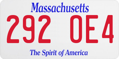MA license plate 292OE4