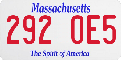 MA license plate 292OE5