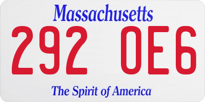 MA license plate 292OE6