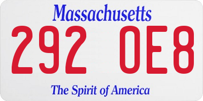 MA license plate 292OE8
