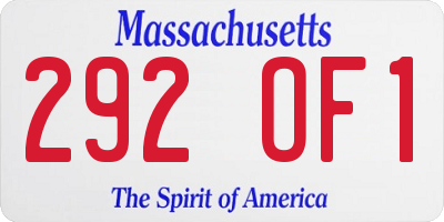 MA license plate 292OF1