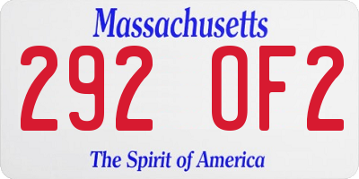 MA license plate 292OF2