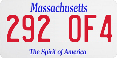MA license plate 292OF4