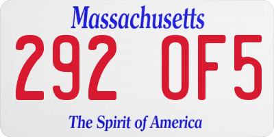 MA license plate 292OF5