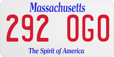MA license plate 292OG0