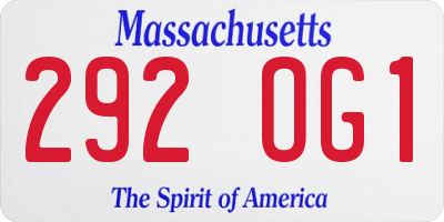 MA license plate 292OG1