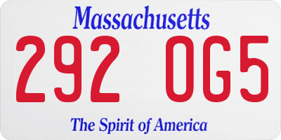 MA license plate 292OG5