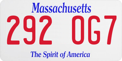 MA license plate 292OG7