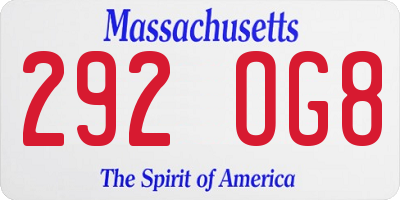 MA license plate 292OG8