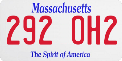 MA license plate 292OH2
