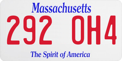 MA license plate 292OH4