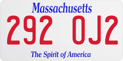 MA license plate 292OJ2