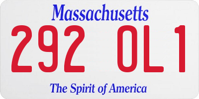MA license plate 292OL1
