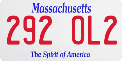 MA license plate 292OL2