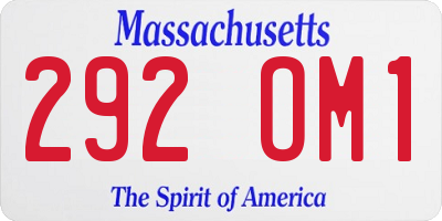 MA license plate 292OM1