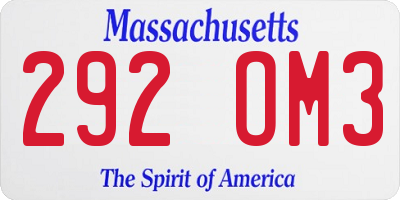 MA license plate 292OM3