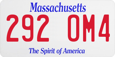 MA license plate 292OM4
