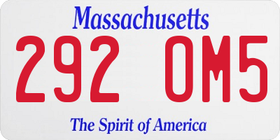 MA license plate 292OM5