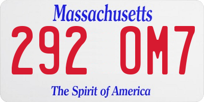 MA license plate 292OM7