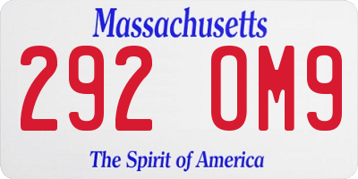 MA license plate 292OM9