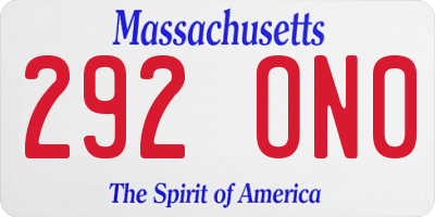 MA license plate 292ON0