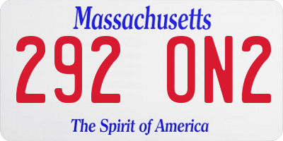MA license plate 292ON2