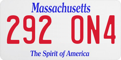MA license plate 292ON4