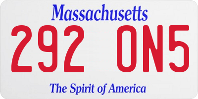 MA license plate 292ON5
