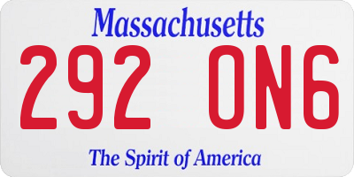 MA license plate 292ON6