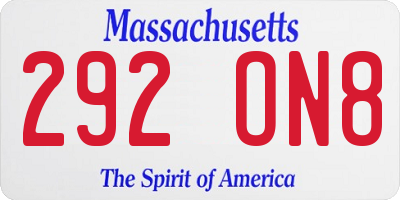 MA license plate 292ON8