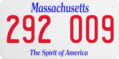 MA license plate 292OO9