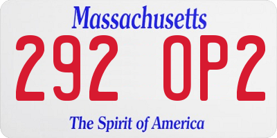 MA license plate 292OP2