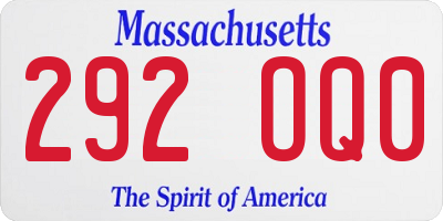 MA license plate 292OQ0
