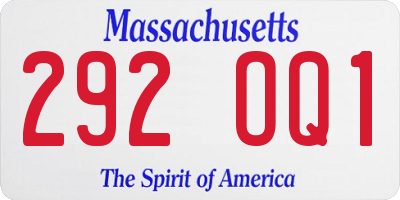 MA license plate 292OQ1