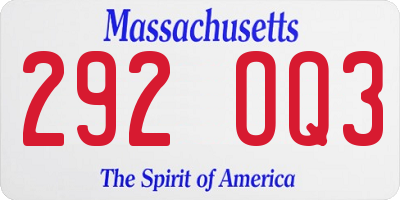 MA license plate 292OQ3