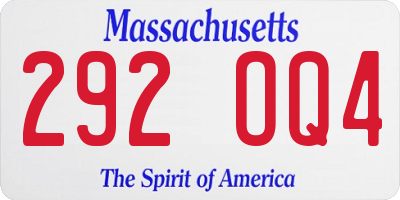 MA license plate 292OQ4