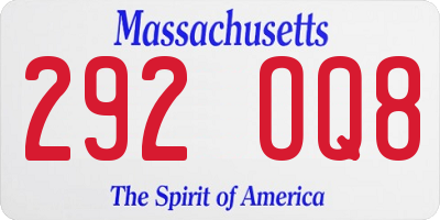 MA license plate 292OQ8